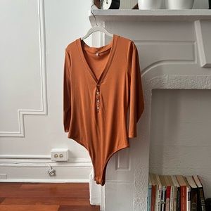 Orange/Rust Henley Bodysuit